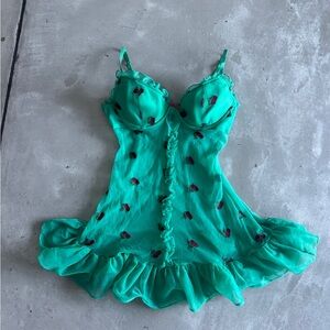 2007 victoria’s Secret sexy little things cherry print lingerie babydoll 34C